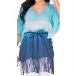 leshop Women’s Tie Dye Summer Tassel Top Cover Up M